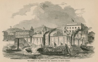 The Landing at the Steam Boat Pier, Greenwich, on Easter Monday by English School