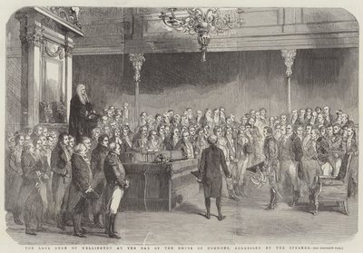 The late Duke of Wellington at the Bar of the House of Commons, addressed by the Speaker by English School