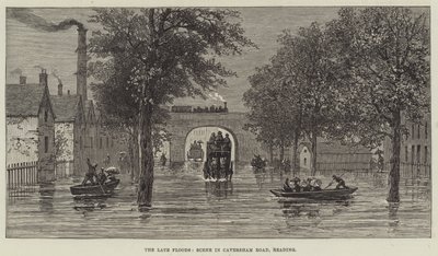 The late Floods, Scene in Caversham Road, Reading by English School