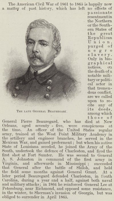 The Late General Beauregard by English School