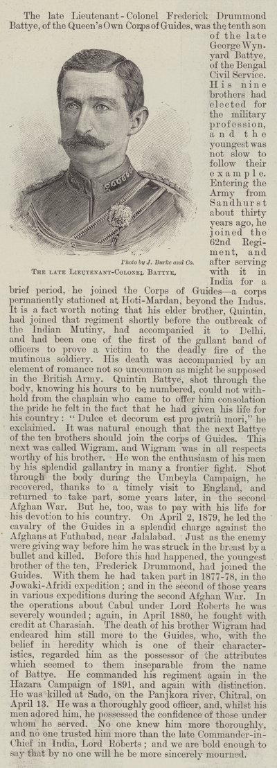 The late Lieutenant-Colonel Battye by English School