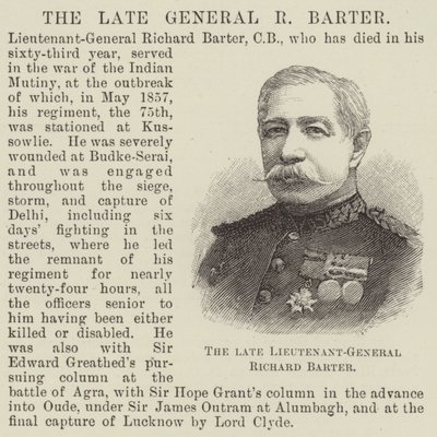 The late Lieutenant-General Richard Barter by English School