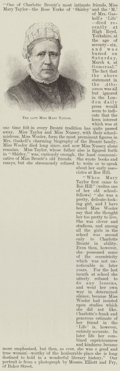 The Late Miss Mary Taylor by English School