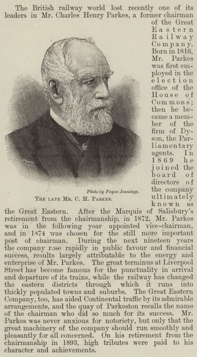 The late Mr C H Parkes by English School
