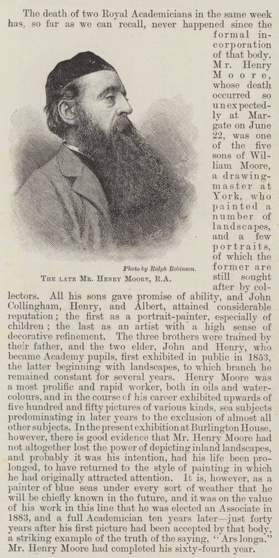 The late Mr Henry Moore, RA by English School