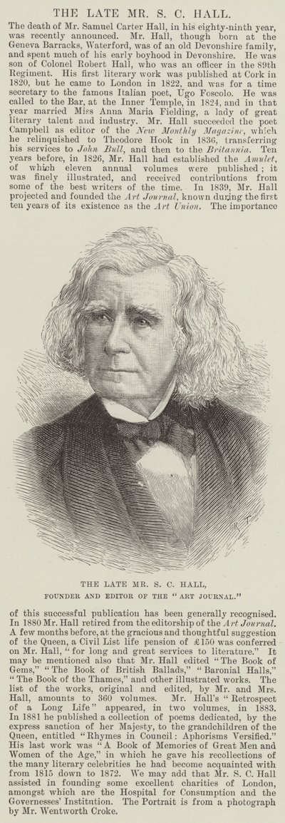 The late Mr S C Hall, Founder and Editor of the 