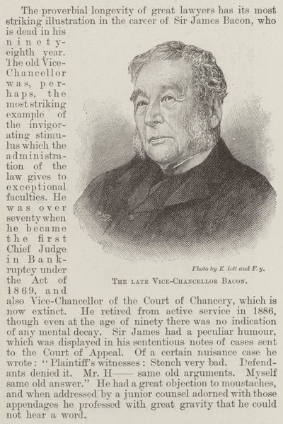 The late Vice-Chancellor Bacon by English School