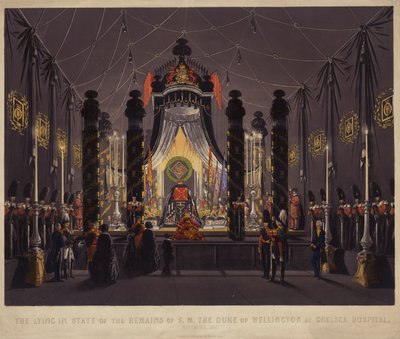 The lying in state of the remains of F M The Duke of Wellington at Chelsea Hospital, November 1852 by English School