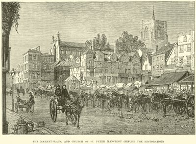 The Market-Place, and Church of St Peter Mancroft, Before the Restoration by English School
