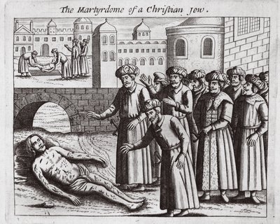 The martyrdom of a Christian Jew, illustration from Acts and Monuments by John Foxe, ninth edition, published 1684 by English School