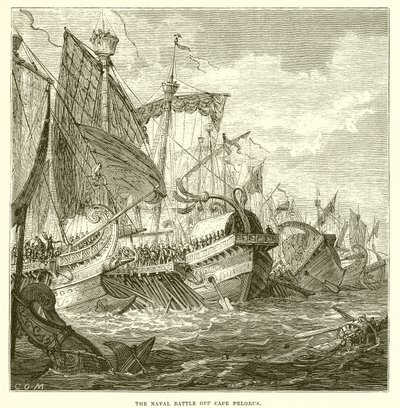 The naval battle off Cape Pelorus by English School