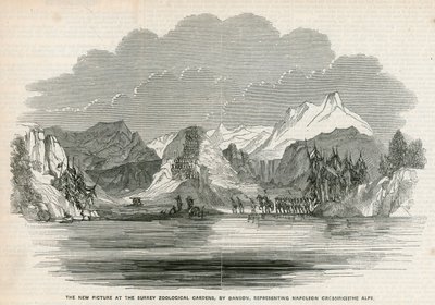 The New Picture at the Surrey Zoological Gardens by Danson, Representing Napoleon Crossing the Alps by English School