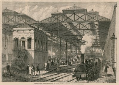 The New Station of the Metropolitan and London, Chatham and Dover Railway, Farringdon Road, London by English School