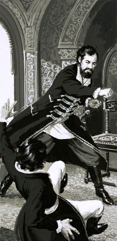 The outraged Prince Adam slapped his valet hard across the face by English School