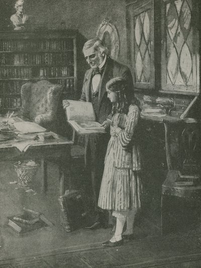 The Philosopher and the Little Girl Among the Books by English School