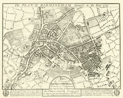 The Plan of Birmingham, Surveyed in the Year 1731 by English School
