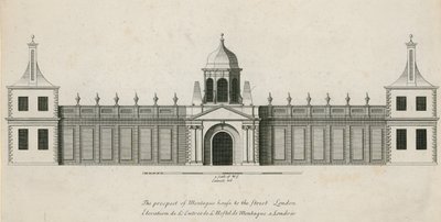 The prospect of Montague House to the street, London by English School