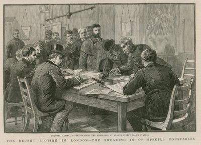 The Recent Rioting in London: The Swearing in of Special Constables by English School