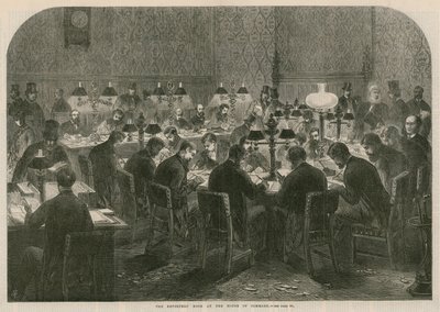 The reporters room at the House of Commons by English School