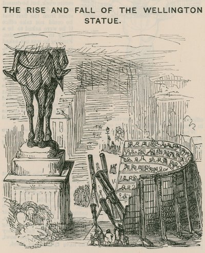 The rise and fall of the Wellington Statue; cartoon by English School