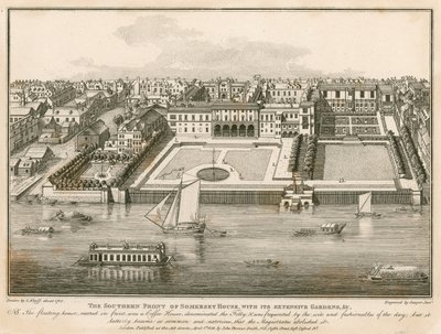 The southern front of Somerset House with its extensive gardens by English School