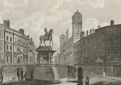 The statue of Charles I on horseback by English School
