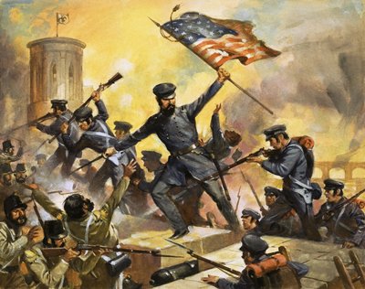 The Storming of the Fortress at Chapultepec by English School