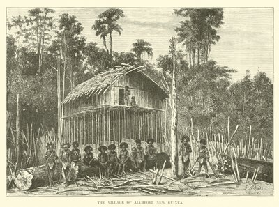 The Village of Alambori, New Guinea by English School
