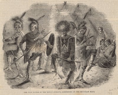 The war dance of the Ioway Indians, exhibiting at the Egyptian Hall by English School