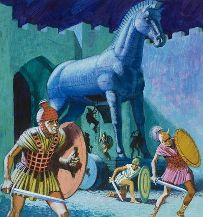 The Wooden Horse of Troy by English School