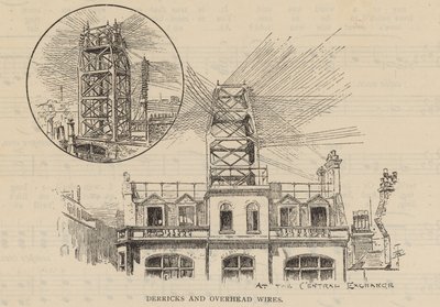 The Working of the Telephone: Derricks and Overhead Wires at the Central Exchange by English School
