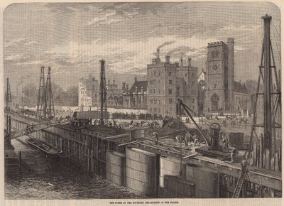 The works at the southern Embankment of the Thames by English School