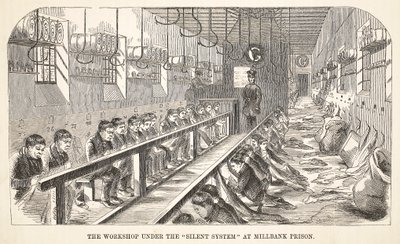The workshop under the Silent System at Millbank Prison, illustration from The Criminal Prisons of London and Scenes from Prison Life by Henry Mayhew and John Binny, pub. 1862 by English School