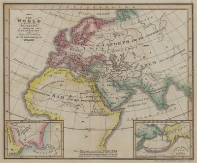 The World as Known to the Ancients Showing the Dispersion and Supposed Settling of the Descendants of Noah by English School