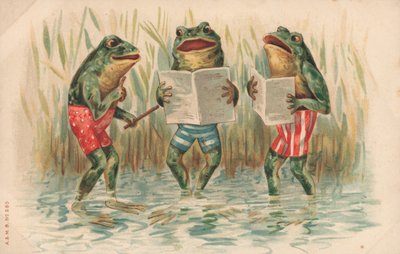 Three frogs singing by English School