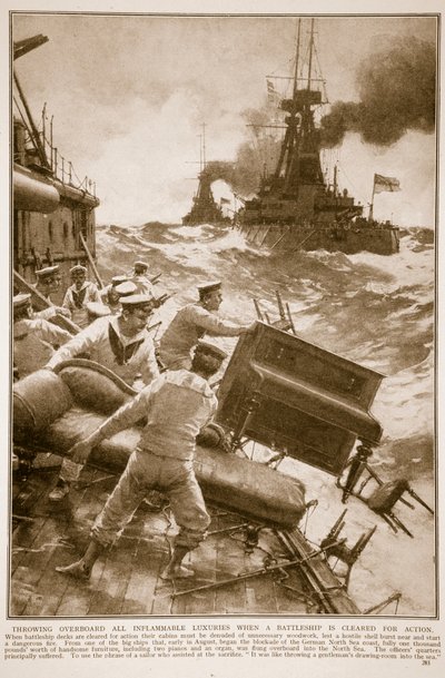 Throwing Overboard All Inflammable Luxuries When a Battleship is Cleared for Action by English School