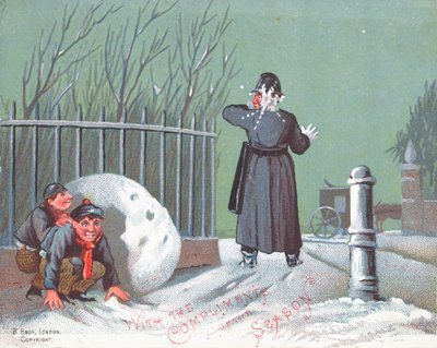 Throwing Snowballs at a Policeman by English School