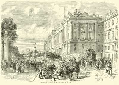 Throwing Up Street Barricades in Paris, October 1870 by English School