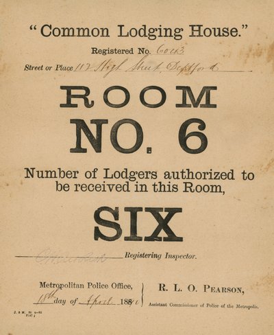 Ticket for the Common Lodging House by English School