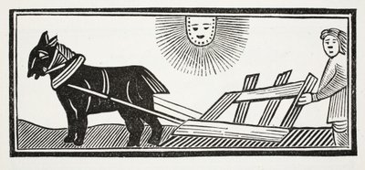Tis a Plough which breaks up the bowels of the Earth for the sowing of Corn (illustration) by English School