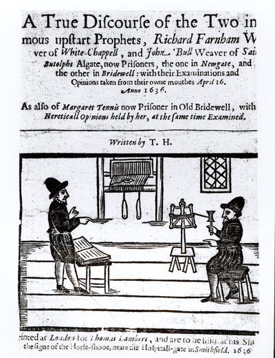 Title Page of A True Discourse of the Two Infamous Prophets, Richard Farnham, Weaver, of White-Chapel, and John Bull, Weaver, of Saint Botolphs, Algate by T.H, 1636 by English School