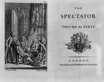 Title Page of the First Volume of the Collected Edition of The Spectator by English School