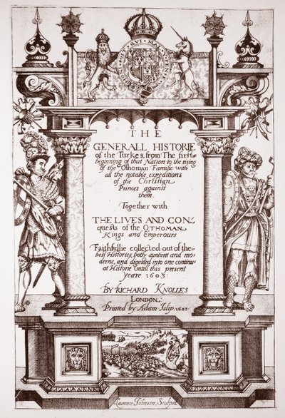 Titlepage, Knolles Generall Historie of the Turks, pub. by Adam Islip, 1603 by English School