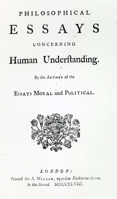 Titlepage of Philosophical Essays Concerning Human Understanding by David Hume, 1748 by English School