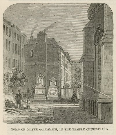 Tomb of Oliver Goldsmith in the Inner Temple Churchyard by English School