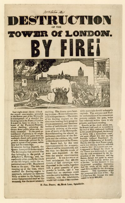 Tower of London Fire, 1841 by English School