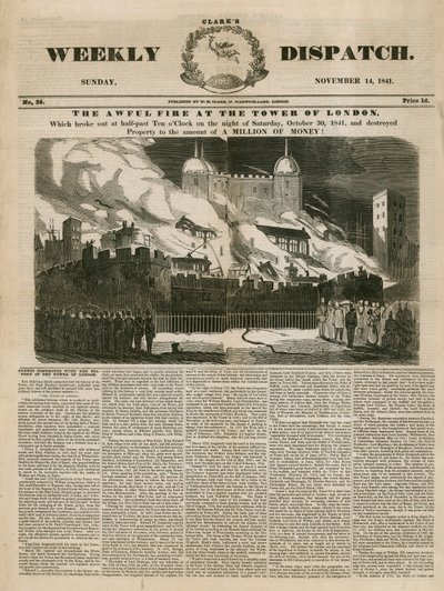 Tower of London Fire, 1841 by English School
