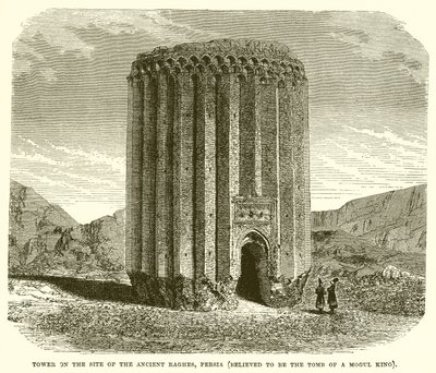 Tower on the site of the Ancient Raghes, Persia (Believed to be the Tomb of Mogul King) by English School