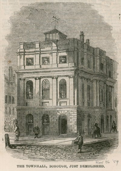 Town Hall, Borough High Street, Southwark, London, Just Demolished by English School