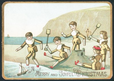 Toys Playing On Beach, Christmas Card by English School